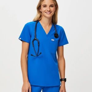 Figs Catarina One-Pocket Scrub Top Royal Blue